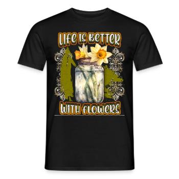Daffodil, Daffodil, Vintage Botanical Flower - Men's T-Shirt - black - Front - AI Model Male 178 light (178cm)