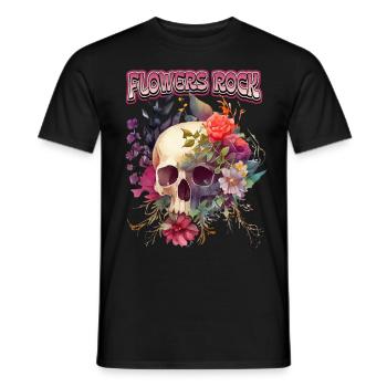 Totenkopf Schädel Vintage Skull mit Rosen Motiv - Männer T-Shirt - Schwarz - Vorne - AI Model Male 178 light (178cm)