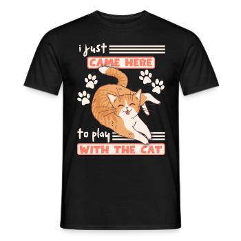 Funny cat sticks out tongue, cheeky saying - Men's T-Shirt - black - Front - AI Model Male 178 light (178cm)