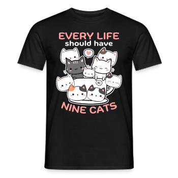 Lustige Katzen, Katzen-Spruch, 9 Cartoon-Katzen - Männer T-Shirt - Schwarz - Vorne - AI Model Male 178 light (178cm)