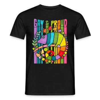 Dicton caméléon arc-en-ciel lgbtq+, gay et fier - T-shirt homme - noir - Devant - AI Model Male 178 light (178cm)