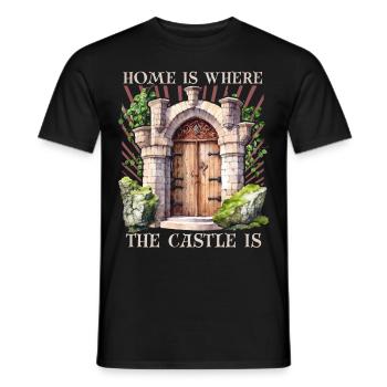 Castles and palaces, funny saying Middle Ages - Men's T-Shirt - black - Front - AI Model Male 178 light (178cm)