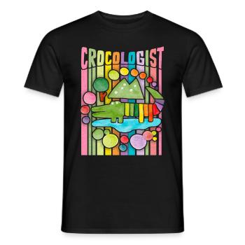 Lustiger Krokodil Spruch, Crocologist Regenbogen - Männer T-Shirt - Schwarz - Vorne - AI Model Male 178 light (178cm)