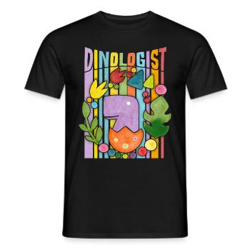 Kawaii Dinosaurier, Regenbogen, Dino-Baby im Ei - Männer T-Shirt - Schwarz - Vorne - AI Model Male 178 light (178cm)