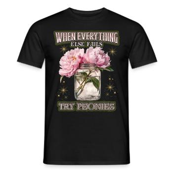 Blumen-Spruch mit Pfingstrosen Illustration - Männer T-Shirt - Schwarz - Vorne - AI Model Male 178 light (178cm)
