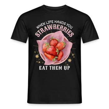 Fraises dicton drôle avec illustration de fraise - T-shirt homme - noir - Devant - AI Model Male 178 light (178cm)