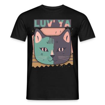 Cat Head, Valentine's Day Cat, Declaration of Love - Men's T-Shirt - black - Front - AI Model Male 178 light (178cm)