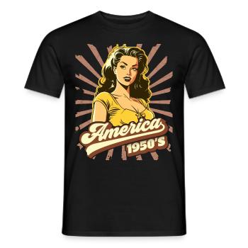 America USA 1950s, Pinup, Rock'n'Roll - Men's T-Shirt - black - Front - AI Model Male 178 light (178cm)