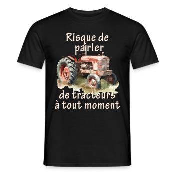 Vieux tracteurs agriculteur tracteur ancien humour - T-shirt homme - noir - Devant - AI Model Male 178 light (178cm)