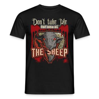 Cartoon Horror Sheep's Head, Sheep Horror Movie Saying - Men's T-Shirt - black - Front - AI Model Male 178 light (178cm)