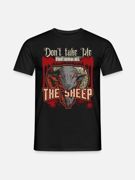 Cartoon Horror Sheep's Head, Sheep Horror Movie Saying - Men's T-Shirt - black