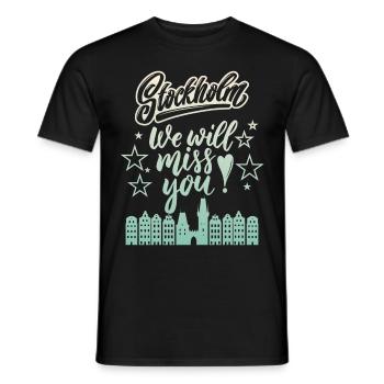 Stockholm, Suède Panorama de la capitale - T-shirt homme - noir - Devant - AI Model Male 178 light (178cm)