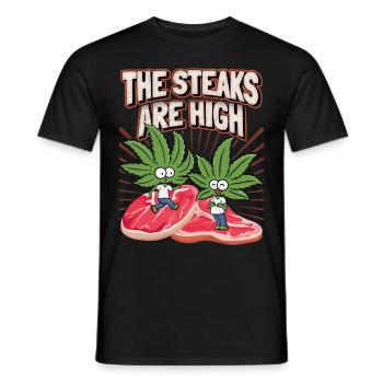 Steak, Cannabis Leaf, Marijuana, Funny Saying - Men's T-Shirt - black - Front - AI Model Male 178 light (178cm)