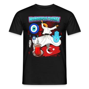 Turquie, Derviches, Thé Turc, Oeil Turc - T-shirt homme - noir - Devant - AI Model Male 178 light (178cm)