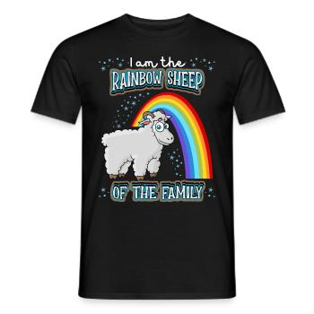 Funny LGBTQ saying with sheep and rainbow - Men's T-Shirt - black - Front - AI Model Male 178 light (178cm)