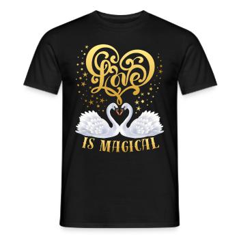 Verliebte Schwäne, Liebe-Love, Spruch - Männer T-Shirt - Schwarz - Vorne - AI Model Male 178 light (178cm)