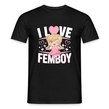 I Love Femboy -Funny Gift Idea for Anime Fans - Men's T-Shirt - black - Front - AI Model Male 178 light (178cm)