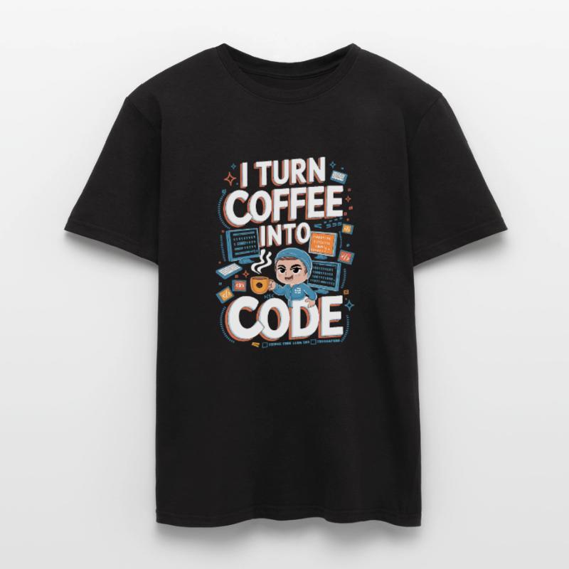 Café et Code – Conception de programmeur amusant T-shirt homme