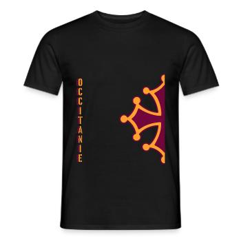 Dessin demi croix occitane rouge et jaune - T-shirt homme - noir - Devant - AI Model Male 178 light (178cm)