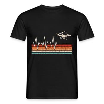Drone Pilot Heartbeat - Men's T-Shirt - black - Front - AI Model Male 178 light (178cm)