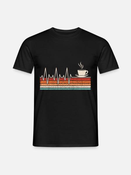 Kaffeetrinker Herzschlag - Männer T-Shirt - Schwarz