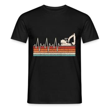 Baggerfahrer Herzschlag - Männer T-Shirt - Schwarz - Vorne - AI Model Male 178 light (178cm)