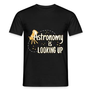 Astronomy Is Looking Up Astronomy Pun - Men's T-Shirt - black - Front - AI Model Male 178 light (178cm)