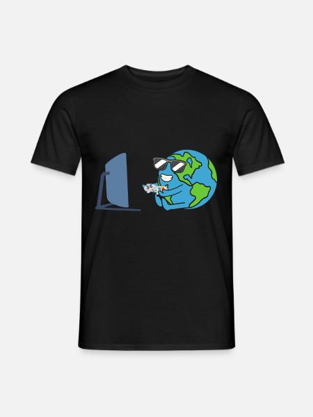 Erde Gamer Planet Zockt Earth Day - Männer T-Shirt - Schwarz