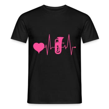 Euphonium Euphonist Girl Mama Heartbeat Pink - Men's T-Shirt - black - Front - AI Model Male 178 light (178cm)