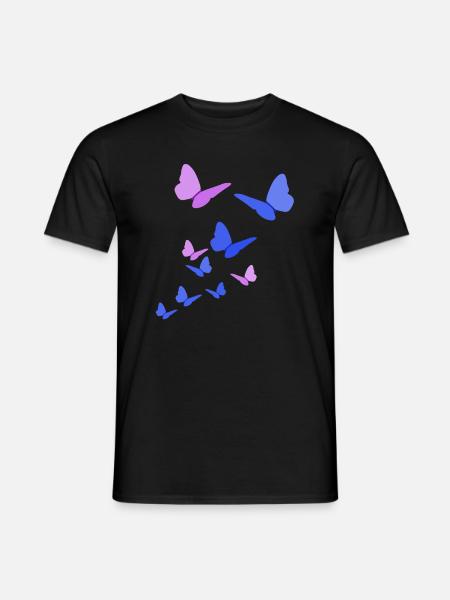 Papillons cadeau papillon bleu violet - T-shirt homme - noir