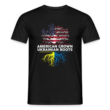 American Grown Ukrainian Roots Ukraine Amerika - Männer T-Shirt - Schwarz - Vorne - AI Model Male 178 light (178cm)
