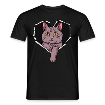 Cat CrackEd Hole Heart Cats - Men's T-Shirt - black - Front - AI Model Male 178 light (178cm)