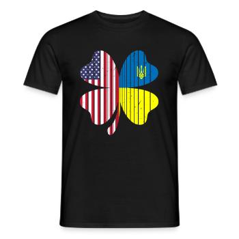 Ukraine Amérique Drapeau Cloverleaf - T-shirt homme - noir - Devant - AI Model Male 178 light (178cm)