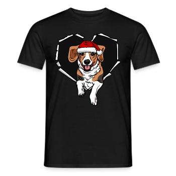 Beagle Dog Tear Torn Hole Cap Cœur - T-shirt homme - noir - Devant - AI Model Male 178 light (178cm)