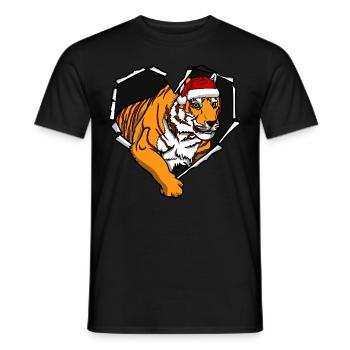 Tiger crack torn perforated cap - Men's T-Shirt - black - Front - AI Model Male 178 light (178cm)