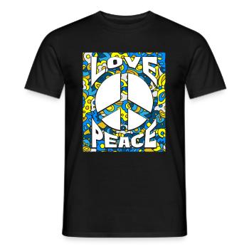 Peace Love Ukraine - Männer T-Shirt - Schwarz - Vorne - AI Model Male 178 light (178cm)