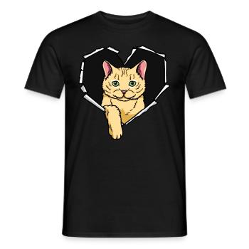 Cat CrackEd Hole Heart Cats - Men's T-Shirt - black - Front - AI Model Male 178 light (178cm)
