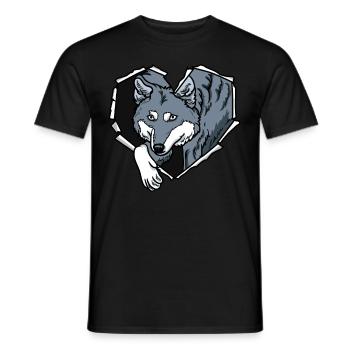 Crack Wolf Torn Hole Coeur Loup Visage - T-shirt homme - noir - Devant - AI Model Male 178 light (178cm)