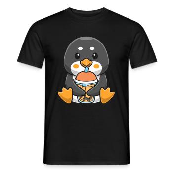 Bubble Milk Tea Pinguin trinkt Boba Milchtee - Männer T-Shirt - Schwarz - Vorne - AI Model Male 178 light (178cm)