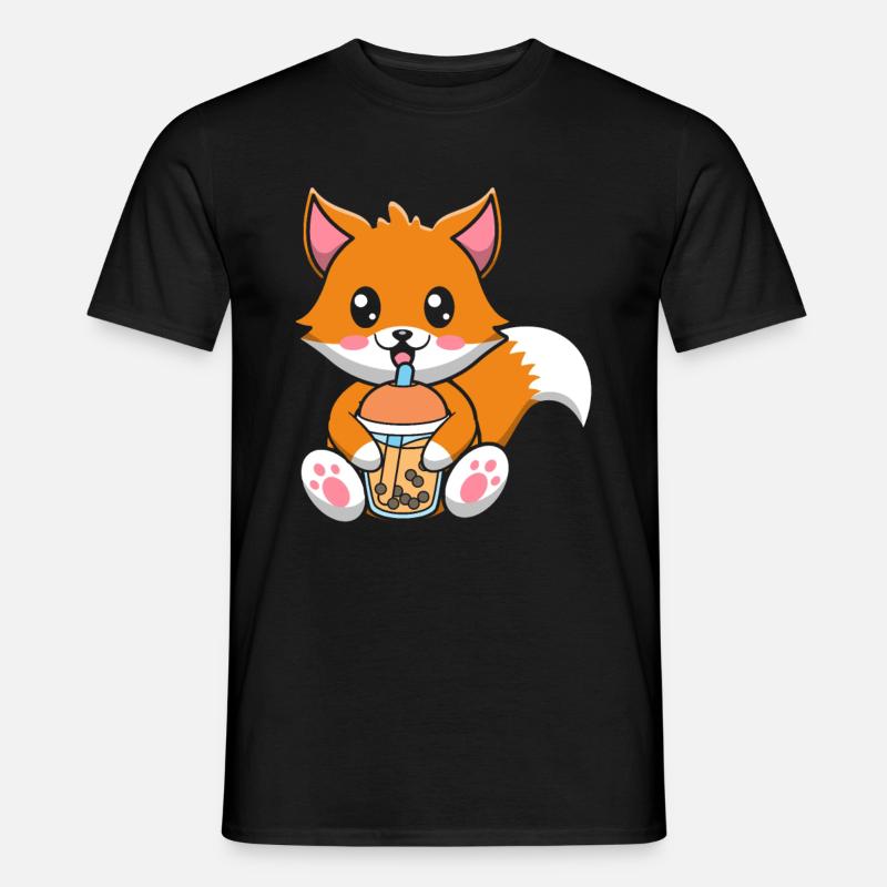 Bubble Milk Tea Fuchs trinkt Boba Milchtee - Männer T-Shirt - Schwarz