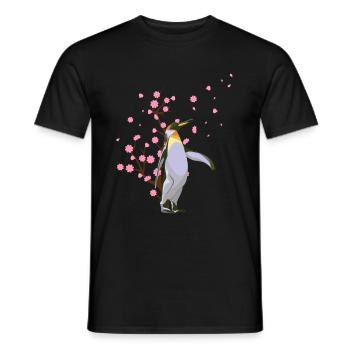 Cherry Blossom Penguin Japanese Sakura Flower - Men's T-Shirt - black - Front - AI Model Male 178 light (178cm)