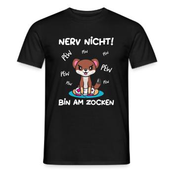 Bin am Zocken Gaming Wiesel - Männer T-Shirt - Schwarz - Vorne - AI Model Male 178 light (178cm)