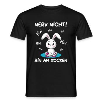Bin am Zocken Gaming Hase - Männer T-Shirt - Schwarz - Vorne - AI Model Male 178 light (178cm)