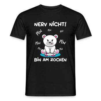 Bin am Zocken Gaming Eisbär - Männer T-Shirt - Schwarz - Vorne - AI Model Male 178 light (178cm)