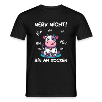 Bin am Zocken Gaming Kuh - Männer T-Shirt - Schwarz - Vorne - AI Model Male 178 light (178cm)