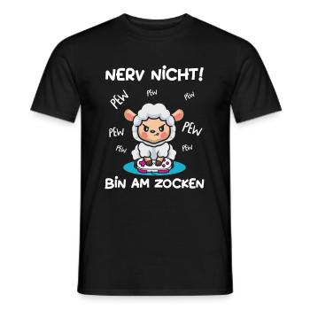 Bin am Zocken Gaming Schaf - Männer T-Shirt - Schwarz - Vorne - AI Model Male 178 light (178cm)