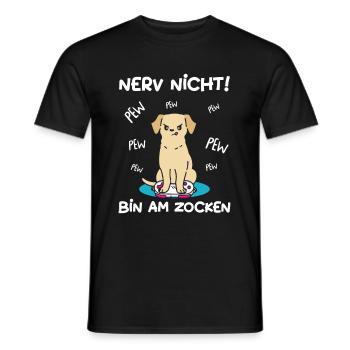 Bin am Zocken Gaming Labrador Hund - Männer T-Shirt - Schwarz - Vorne - AI Model Male 178 light (178cm)