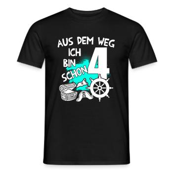 Piraten Geburtstag Ich bin 4 Jahre alt - Männer T-Shirt - Schwarz - Vorne - AI Model Male 178 light (178cm)