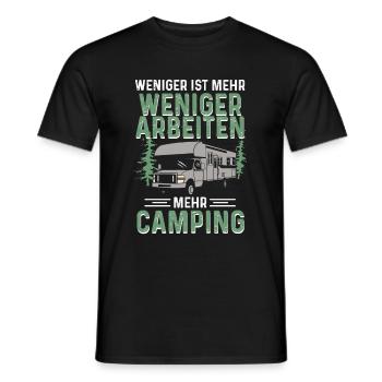 Weniger Arbeiten Mehr Camping Camper Wohnwagen - Männer T-Shirt - Schwarz - Vorne - AI Model Male 178 light (178cm)