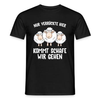 Nur Verrückte hier kommt Schafe wir gehen - Männer T-Shirt - Schwarz - Vorne - AI Model Male 178 light (178cm)